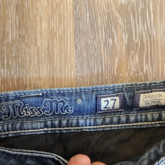 Miss Me Blue Skinny Jeans with Distressed Details - Picture 2 of 3